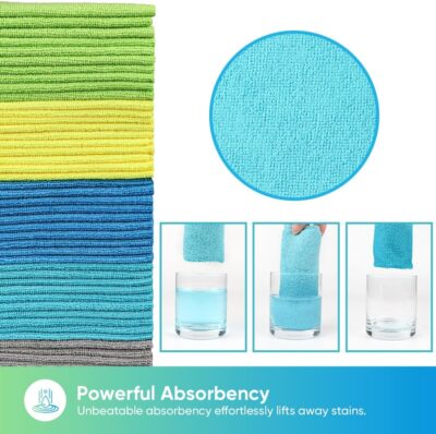 HOMEXCEL Microfiber Cleaning Cloths, 100 Pack Microfiber Towels for Cars, Lint & Scratch-Free Bulk Cleaning Rags for House, Kitchen, Car and Shop, Multicolor Absorbent Cleaning Towels 11.5 x 11.5 inch - Image 4
