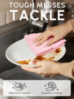 Microfiber Cleaning Cloths Roll, 75 Pack Tear Away Microfiber Towels Roll, 12" x 12" Lint Free Rags, Reusable Cleaning Cloths, Washable, Scratch Free,Ultra Absorbent Dish Rags(Pink) - Image 6