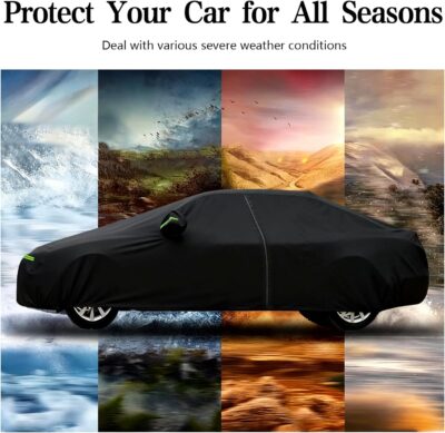Sedan Car Cover, Car Cover Waterproof All Weather for Automobiles, Outdoor Full Car Covers Windproof Universal Fit for Sedan 178-185 inch - Image 6