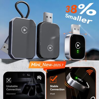 Redlake Wireless CarPlay Adapter for iPhone 2026 Wireless Apple CarPlay Adapter Mini Size with Cable USB & USB-C/Type-C Plug and Play Stable Connection and No Delay - Image 2