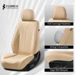 FLORICH Leather Seat Covers, Car Seat Cover Full Set Automotive Seat Covers Waterproof Car Seat Protectors 5 Seats Universal Seat Cover Fit for Most Cars SUV Trucks, Beige - Image 5