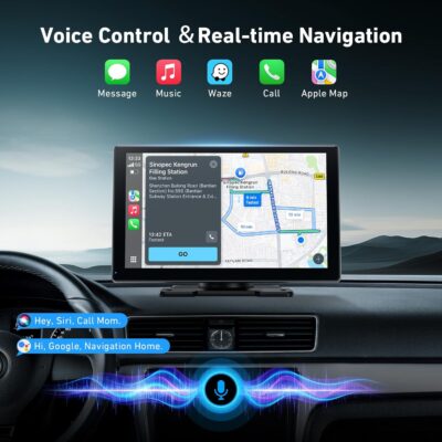 9inch Wireless Carplay Screen for Car & Android Auto, 4K Dash Cam + 1080P Backup Camera, Portable Touchscreen, GPS Navigation, Bluetooth for All Cars - Image 3