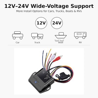 CAR Bluetooth 5.2 Receiver – aptX Adaptive, aptX HD, AAC, SBC – 12V/24V Compatible, Remote Trigger, Stereo RCA Output – Wireless A2DP Adapter for Car, Truck, Marine, Powersport Audio Systems - Image 7