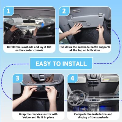 Custom Fit Windshield Sun Shade for VW Jetta 2019-2026, Blocks UV & Heat, Front Window Sunshade Accessories, Easy Fold & Store Keep Your Car Cooler - Image 5