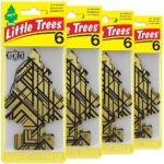 LITTLE TREES Car Air Freshener | Hanging Tree Provides Long Lasting Scent for Auto and Home | 24 Air Fresheners |Gold