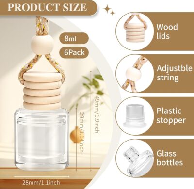 Car Air Freshener 6 Pack, Vanilla Cream,Mahogany & Lavender 3 Natural Scent, Long Lasting Essential Oil Fragrance Diffuser, Hanging Air Freshener Cute Car Accessories Interior for women - Image 5