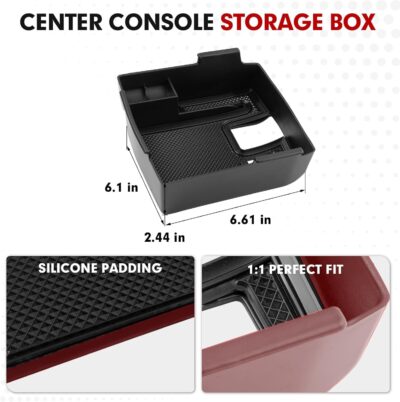 Autorder Center Console Organizer for 2019-2026 Toyota Corolla/ 2022-2026 Corolla Cross Accessories Car Armrest Storage Box Middle Console Tray Container with Non-Slip Silicone Mats - Image 4