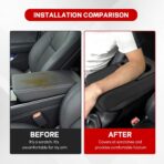 Car Center Console Armrest Pillow, 13.19"×7.87" Leather Car Arm Rest Cover, Memory Foam Auto Armrest Cushion with Cup Holder Phone Slot, Universal Vehicle Middle Console Cushion Pad (Black) - Image 5