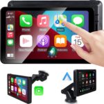 Wireless CarPlay Screen Android Auto for Car, 7" Touch Screen Naivgation Portable Car Stereo CarPlay Bluetooth Mirror Link, Siri, AirPlay, AUX, Voice Assistant for All Vehicles Upgrade