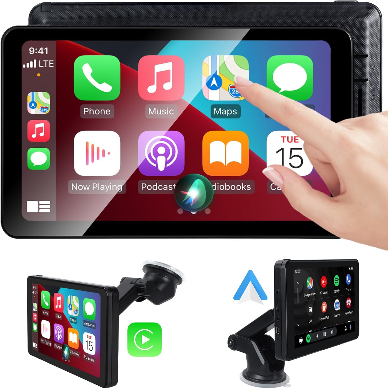 716MO0p0dvL._AC_SL1500_.jpg Wireless CarPlay Screen Android Auto for Car, 7" Touch Screen Naivgation Portable Car Stereo CarPlay Bluetooth Mirror Link, Siri, AirPlay, AUX, Voice Assistant for All Vehicles Upgrade - Image 1
