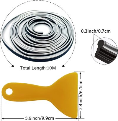 Car Interior Trim Strips,Universal 33ft Car Electroplating Decoration Styling Door Dashboard, Flexible Interior Trim Accessories with Installing Tool(Silver) - Image 2
