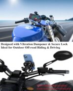 BRCOVAN 1'' Ball Phone Mount Holder with Vibration Dampener, Compatible with RAM Mounts B Size Double Socket Arm, Adjustable fit 5.4-7.2'' Phone, for Motorcycle ATV UTV Car Bike Boat Truck Scooter - Image 7