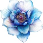 MAKTEM Blue Lotus Holographic Flower Car Decal, Waterproof Removable Flower Sticker, Peel and Stick for Car Vehicle Truck Window Laptop, 1PC (One Blue)