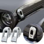 Voodonala for Jeep JL ABS Hood Latches Engine Buckle Bonnet Fastener Engine Cover Decor Trim Protction Cover for 2018-2026 Jeep Wrangler JL JLU Gladiator JT Exterior Accessorie ABS Chrome 2pcs