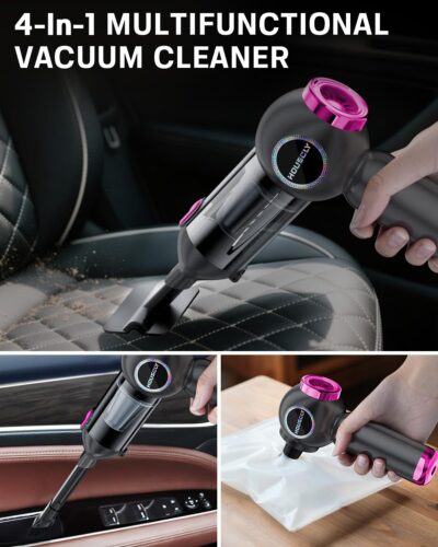 Handheld Car Vacuum Portable Cordless 25000Pa High Power Small Mini Hand Vacuum Rechargeable 4-in-1 Wireless Handheld Vac for Car Office Desktop Home Cleaning Ideal Gifts for Men & Women - Image 4
