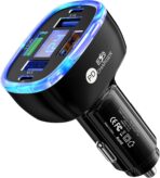 6-in-1 Multi-Function Car Charger with LED Digital Display, PD 3.1A & QC3.0 Super Fast Charging, Fire-Proof PC Body, Multi-Port USB/Type-C Car Adapter for iPhone Android Tablets Cars