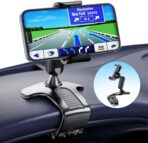 Car Phone Holder Mount for Dashboard 360 Degree Rotation Multifunctional Cell Phone Clip Design Phone Mount Compatible with 4-7 inch Smartphones (Black)