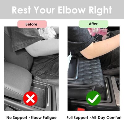 5-in-1 Car Armrest Cushion, Armrest Cover for Car, Nappa Leather Car Console Organizers and Storage for Most Vehicles, Car Accessories (Black, Normal) - Image 3