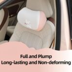 Car Headrest Pillow 2PCS Auto Headrest Cushion Memory Foam Car Seat Headrest Pillow - Comfort and Style On The Go Memory Foam Head Pillow Bear and Bunny Neck Support (Pink - Bunny) - Image 7