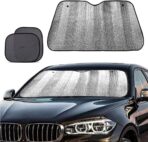 Big Ant Windshield Sun Shade + Bonus Car Window Shade, Car Sun Shade Keeps Vehicle Cool-UV Ray Protector Front Windshield Sunshade Fit for Most Cars SUV Trucks Minivans(55.1 x 27.5 inches)