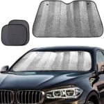 Big Ant Windshield Sun Shade + Bonus Car Window Shade, Car Sun Shade Keeps Vehicle Cool-UV Ray Protector Front Windshield Sunshade Fit for Most Cars SUV Trucks Minivans(55.1 x 27.5 inches)