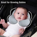KAKIBLIN Baby Travel Pillow, Upgraded Baby Neck Pillows for Car Seat, Infant Neck Support Pillow for Head and Neck, Newborn Head Support for Car Seat, Stroller, Pushchair (Grey) - Image 4