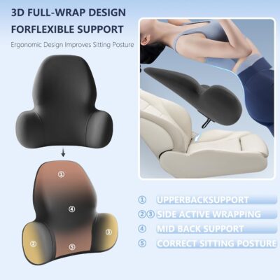 Lumbar Support Pillow with Fixed Chuck | Ergonomic Memory Foam Cushion | Washable Cover | Back Pain Relief & Posture Improvement | Fits Car/Office/Gaming Chairs/Wheelchairs & Home - Image 5
