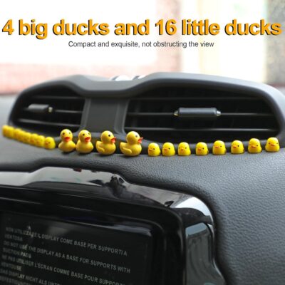 20 Pcs Mini Ducks Car Dashboard Decors, Cute Rearview Mirror Ornaments, Funny Interior Car Accessories with Adhesive Stickers for Automotive Window Home Garden Decorations - Image 3