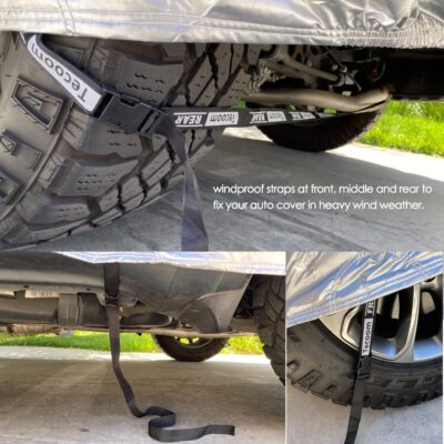 Tecoom Light Shell Waterproof UV-Proof Windproof Design Car Cover with Zipper Storage and Lock for All Weather Indoor Outdoor Fit 160-172 Inches Hatchback - Image 4