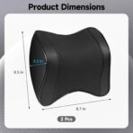 OMISTAR 2 Pcs Car Neck Pillow, Faux Leather Car Headrest Pillow, Memory Foam Neck Pillow for Car, Breathable Design, Adjustable Strap, Universal Fit, 8.7 x 8.5 x 3.5 in - Image 4