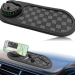 Universal Multifunction Anti-Slip Car Dashboard Mat, Rotatable Car Phone Holder Dashboard Pad with Temporary Parking Number Non-Sticky Mat for Phones Sunglasses Keys Gadgets