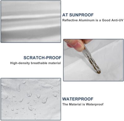 ACROPIX 180T Gray Car Cover Waterproof All Weather Full Exterior Cover Rain Hail Sun Protector Car Cover Fit for Sedan Length 185-189 Inch - Pack of 1 - Image 6