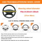 BESULEN Car Steering Wheel Cover, Anti-Slip Breathable Auto Steering Wheel Protector for Women Men, Leather Carbon Fiber Vehicle Interior Accessories, 15 Inch Universal for SUV, Truck, RV（Black） - Image 2