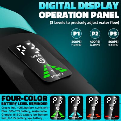 Cordless Pressure Washer Battery Powered, Powerful Handheld Portable Pressure Washer with Brushless Motor, 1 x 4.0Ah Battery & Charger, 6-in-1 Nozzle and Storage Handbag, 3 Power Level for Yard/Car - Image 4