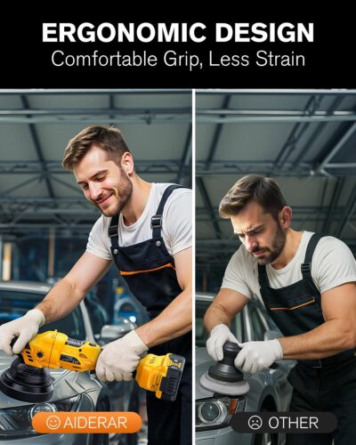 Brushless Cordless Car Buffer Polisher for Car Detailing, 15mm Dual Action, Compatible with DeWalt 20V MAX (Tool Only), 5-Speed Control, Includes 5-inch Polishing Pads & Accessories - Image 6