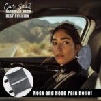 2-Pack Car Headrest Neck Pillows, 100% Cotton Fill with Adjustable Strap, Breathable Support for Driving & Travel (Gray Checkerboard) - Image 6