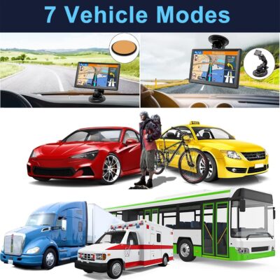 GPS Navigator for Car with Latest 2026 Map Free Update, 7" Car GPS Navigation System for Truck Commercial Drivers, with Voice Turn Guidance, Red Light Speedcam Warning, POI/Zip Search, 7 Vehicles, FM - Image 7