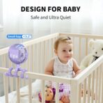 AMACOOL Battery Operated Stroller Fan, Baby Travel Essentials for Beach Disney, Newborn Boy & Girl Showers Gifts Registry Search, Rechargeable Clip On Fan for Car Seat Wagon Crib Bike Treadmill - Image 6