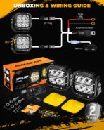 Auxbeam XP-Ultra Series 5 Inch Cube Offroad Lights, Amber DRL Function, Amber White Light Covers, 132W 15600LM Spot Flood Combo, LED Pod Light Bar Off-Road Fog Lights, Pair - Image 7