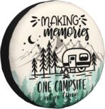 Spare Tire Cover for RV Camper Trailer Making Memories One Campsite at a Time, Weatherproof Universal Wheel Cover for RV Travel Trailer Camper Truck 15inch