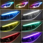 Car Headlight LED Strip, TEKSHINNY 2Pcs 24 Inches Flexible LED Strip Lights, Dual Color Red Turn Signal Yellow Lights Waterproof Daytime Running Light Strip for Truck SUV - Image 6