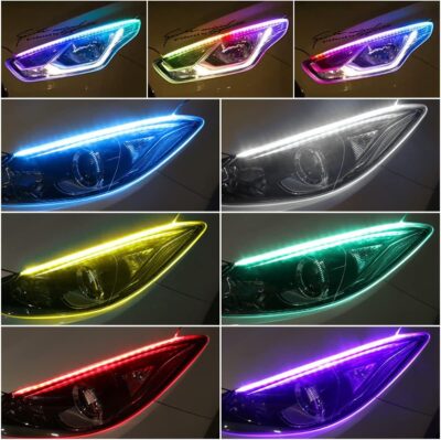 Car Headlight LED Strip, TEKSHINNY 2Pcs 24 Inches Flexible LED Strip Lights, Dual Color Red Turn Signal Yellow Lights Waterproof Daytime Running Light Strip for Truck SUV - Image 6