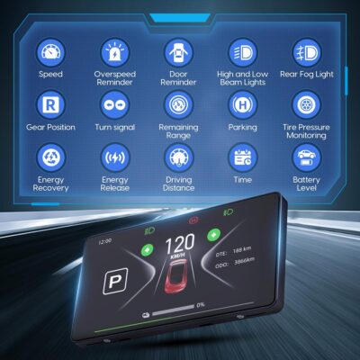 MR CARTOOL Head Up Display with 5 inch Touchscreen for Tesla Model 3/Y Car Speedometer Digital Inclinometer HUD for Tesla Accessories Model 3/Y Wired Version Transmitter - Image 3