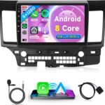 8Core 6G+128G 10.1 Inch Car Stereo Car Radio for Mitsubishi Lancer 2008-2017, Rimoody Android 13 Carplay Android auto GPS WiFi Touchscreen BT/FM/RDS DSP-36 Mirror Link AHD Backup Camera