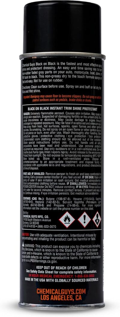 Chemical Guys AIR_SPRAY_1 Black On Black Instant Trim Shine Exterior Spray Dressing & Protectant, (Safe for Cars, Trucks, SUVs, RVs, & More) 11 fl oz - Image 12