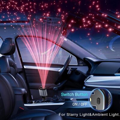 4 in 1 Retractable Car Charger with Starry Light,69W USB-C Fast Car Charger, for iPhone 17/16/15/14/13/12/11, Android,Pixel,Cigarette Lighter Charger (for Lightning+USB-C) - Image 2
