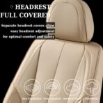 Coverado Seat Covers, Car Seat Covers Front Seats, Car Seat Cover, Car Seat Protector Waterproof, Car Seat Cushion Nappa Leather, Beige Seat Covers Carseat Cover Universal Fit for Most Cars - Image 3