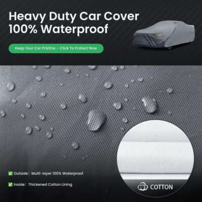 2026 Upgrade Car Cover Waterproof All Weather, Heavy Duty Full Exterior Cover Universal Fit Coupe Ford Mustang/Shelby, Chevrolet Camaro/Corvette, Kia Optima, Audi A4/A5, BMW 5 Series 525i etc. - Image 2