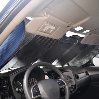 Big Hippo Car Windshield Sun Shade UV Rays Sun Visor Shade,Auto Front Car Window Shades Protector Folded Sun Shield Shade,Keeps Vehicle Cool - Blue (Size: 55.16"X 27.5") - Image 5