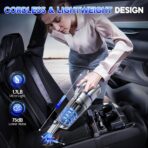 Handheld Vacuum Cordless, 16000PA Strong Suction Hand Held Car Vacuum Cleaner, Portable Hand Vacuum Rechargeable with Multi-Nozzles & LED Light for Home, Car, Office, Pets - Image 6